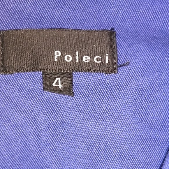 Poleci Blue Button Cotton Canvas Coat, Woman Size 4 - Picture 3 of 10